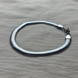 Silver Tone Stainless Steel Snake Chain Bracelet 8 Inch